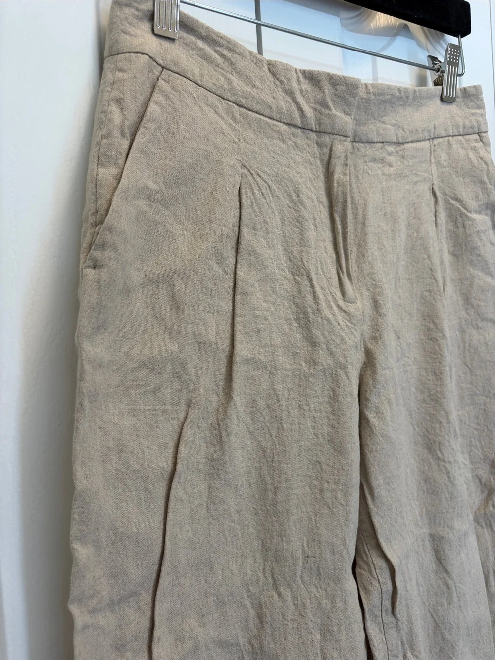 Zara Tapered Pleat Front Linen Viscose Trousers S